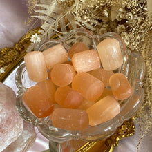 Load image into Gallery viewer, Peach Orange Selenite Tumbled Freeform Stones, for Forgiveness & Acceptance