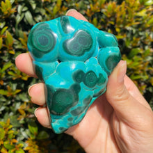 Load image into Gallery viewer, Freeform Blue Chrysocolla Stone with Green Malachite Pattern