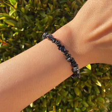 Load image into Gallery viewer, Black Tourmaline Crystal Drilled Chipstone Bracelet for Protection & Energy Purification