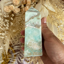 Load image into Gallery viewer, Blue Aragonite Tower for Patience & Acceptance