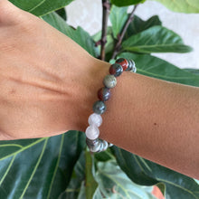Load image into Gallery viewer, Bloodstone Crystal Bead Bracelet for Strength & Dedication