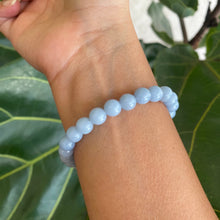 Load image into Gallery viewer, Blue Angelite Crystal Bead Bracelet for Growth & Communication
