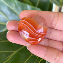 Load image into Gallery viewer, Orange Carnelian Polished Heart Palm Stone for Courage & Confidence