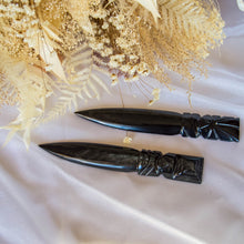 Load image into Gallery viewer, Silver Sheen Obsidian Dagger for Protection