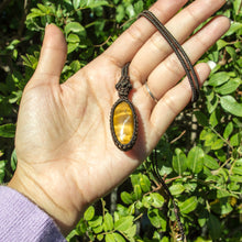 Load image into Gallery viewer, Tigers Eye Macrame Necklace, for Personal Power & Confidence