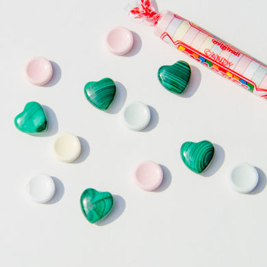 Mini Malachite Heart Crystal Carving, for Transformation