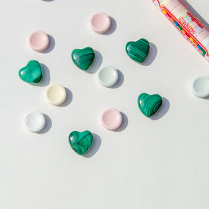 Mini Malachite Heart Crystal Carving, for Transformation