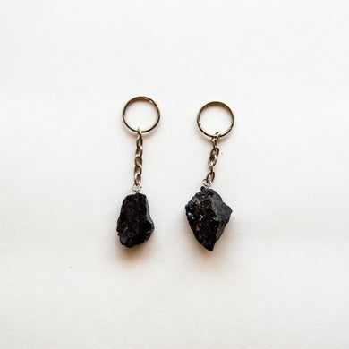 2 Raw Black Tourmaline Keychain, for Protection