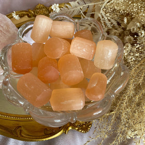 Peach Orange Selenite Tumbled Freeform Stones, for Forgiveness & Acceptance