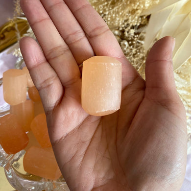 Peach Orange Selenite Tumbled Freeform Stones, for Forgiveness & Acceptance