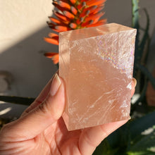 Load image into Gallery viewer, Blush Pink Optical Calcite Stone, Connecting the Crown Chakra to the Heart Chakra