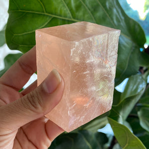 Blush Pink Optical Calcite Stone, Connecting the Crown Chakra to the Heart Chakra