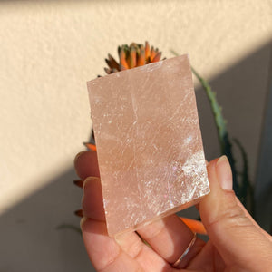 Blush Pink Optical Calcite Stone, Connecting the Crown Chakra to the Heart Chakra