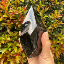 Load image into Gallery viewer, Silver Sheen Obsidian Flame Carving from Mexico