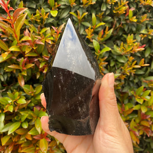 Silver Sheen Obsidian Flame Carving from Mexico