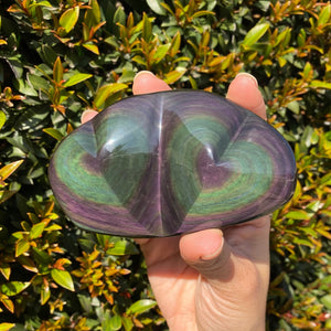 Rainbow Obsidian Heart Carving for Light & Love