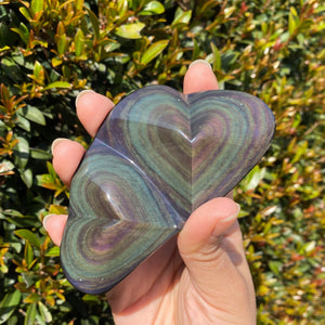 Rainbow Obsidian Heart Carving for Light & Love
