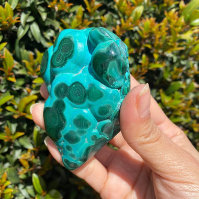 Freeform Blue Chrysocolla Stone with Green Malachite Pattern