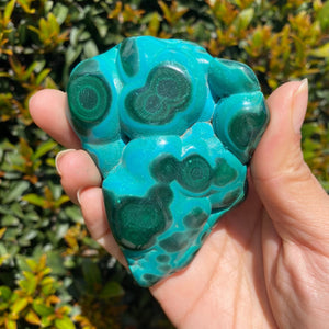 Freeform Blue Chrysocolla Stone with Green Malachite Pattern
