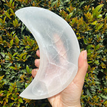 Load image into Gallery viewer, LARGE Polished White Selenite Moon Bowl, for Cleansing &amp; Charging