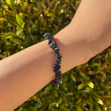 Load image into Gallery viewer, Black Tourmaline Crystal Drilled Chipstone Bracelet for Protection &amp; Energy Purification