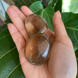 Polished Smoky Quartz Tumbled Palm Stones for Grounding & Balance