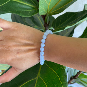 Blue Lace Agate Crystal Bead Bracelet for Communication & Free Expression