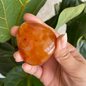 Orange Carnelian Polished Palm Stone, for Courage & Confidence