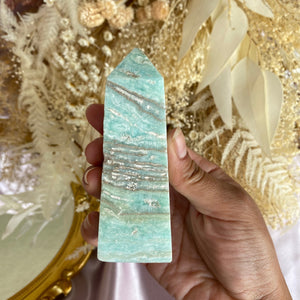 Blue Aragonite Tower for Patience & Acceptance