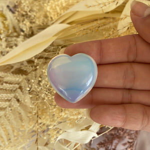 Polished Opalite Heart for Anxiety & Good Fortune