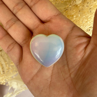 Polished Opalite Heart for Anxiety & Good Fortune