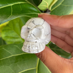 White Howlite Skull Carving
