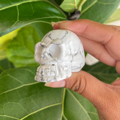 White Howlite Skull Carving