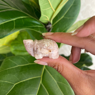 Flower Agate Crystal Turtle Carving