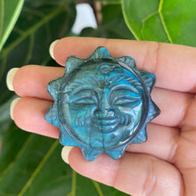 Load image into Gallery viewer, Blue Labradorite Crystal Sun Carving