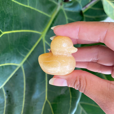 Orange Calcite Carved Duck