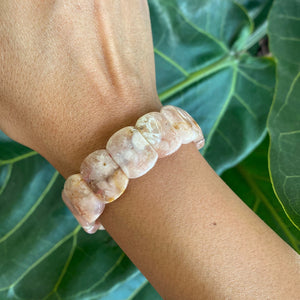 Flower Agate Crystal Square Bead Bracelet for Blossoming into your Potential