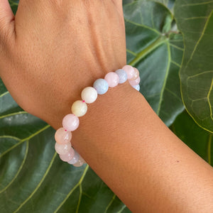 Morganite Crystal Bead Bracelet for Grief & Divine Love