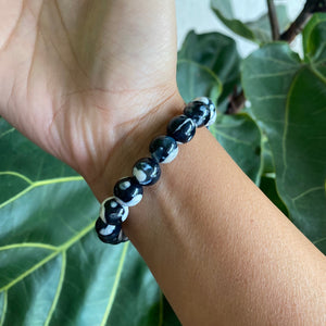 Blue Orca Agate Crystal Bead Bracelet for Forgiveness & Communication