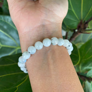 Rainbow Moonstone Beaded Bracelet for New Beginnings & Intuition