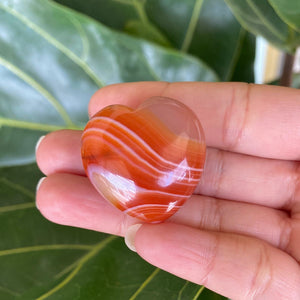 Orange Carnelian Polished Heart Palm Stone for Courage & Confidence