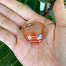 Load image into Gallery viewer, Orange Carnelian Polished Heart Palm Stone for Courage &amp; Confidence
