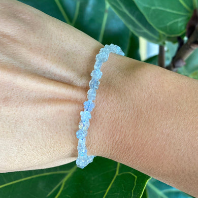 Labradorite Flower Beaded Stretch Bracelet for Intuition & Trust in the Universe