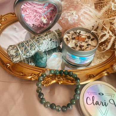 Personal Growth Crystal Healing Kit featuring Moss Agate