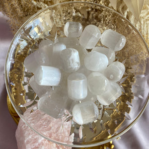 Pearly White Selenite Tumbled Freeform Stones, for Purification & Protection