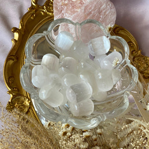 Pearly White Selenite Tumbled Freeform Stones, for Purification & Protection