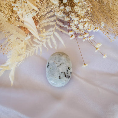 Rainbow Moonstone Palmstone for New Beginnings & Intuition