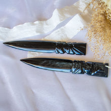 Load image into Gallery viewer, Silver Sheen Obsidian Dagger for Protection