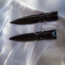 Load image into Gallery viewer, Silver Sheen Obsidian Dagger for Protection