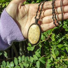 Load image into Gallery viewer, Coral Fossil Pendant Macrame Necklace for Longevity &amp; Grounding